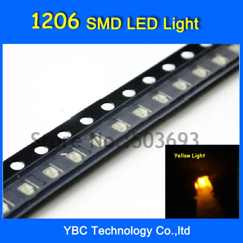 

1000pcs/lot Yellow Color 1206 LED SMD Ultra Bright LED Diode Light Wholesale
