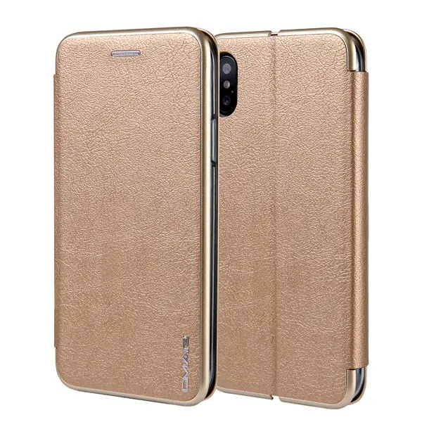 gold Кожаный чехол для iphone X, Магнитный флип-чехол-кошелек, сумка для iphone X, чехол из искусственной кожи, Винтажный Полный Чехол для Apple X, подставка-держатель - Цвет: gold