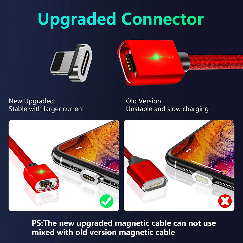 Магнитный кабель MANTIS 3A для Iphone Xs Max Xr X 8 7 6 6s 5 5s Se Ipad Mini Quick Charge 3 0 LED Usb быстрой зарядки
