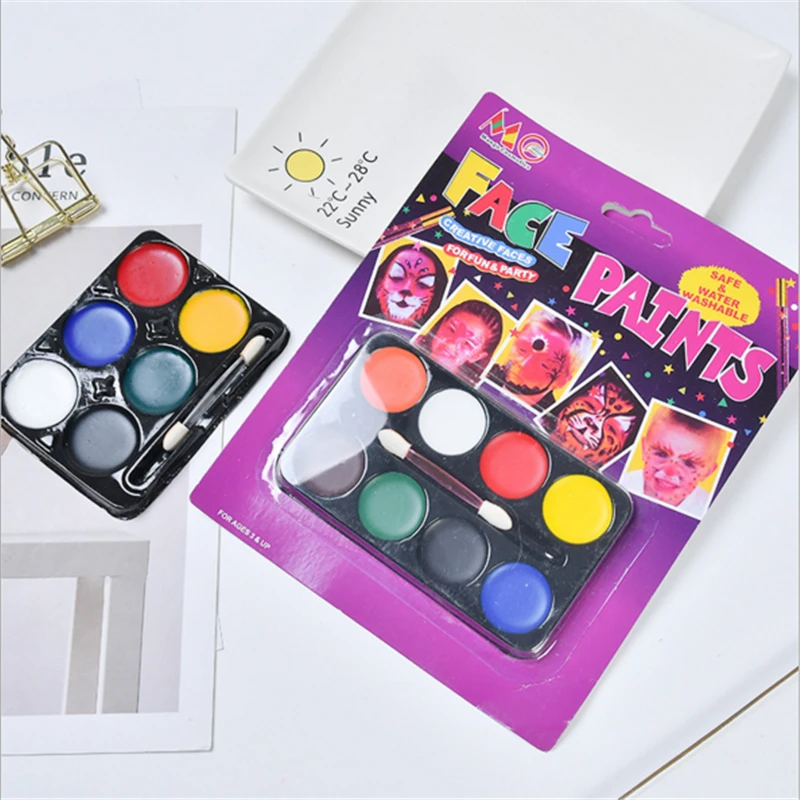 

6/8 Colors Face Paint Halloween Makeup Non-toxic Water Paint Oil Christmas Party Fancy Dress Devil Fans Body Face Painting