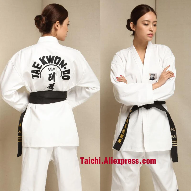 Боевые искусства TKD Tae Kwon Do Korea V-образный вырез для взрослых и детей тхэквондо Dobok