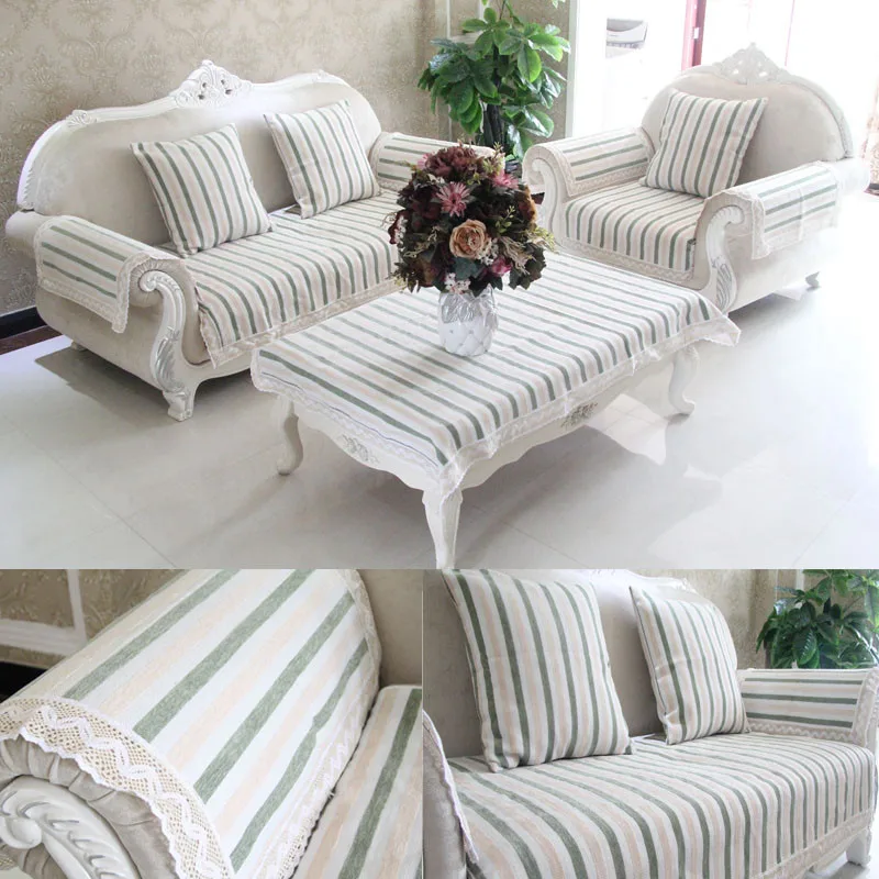 Шенилл хлопковое льняное полосатое полотенце для дивана чехол гостиной коврики 1