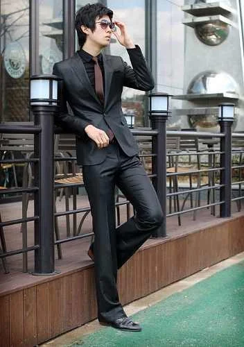 Новое Прибытие Черный Одной Кнопки 2 Шт. Мода Custume Терно Masculino Homme Высокое Качество