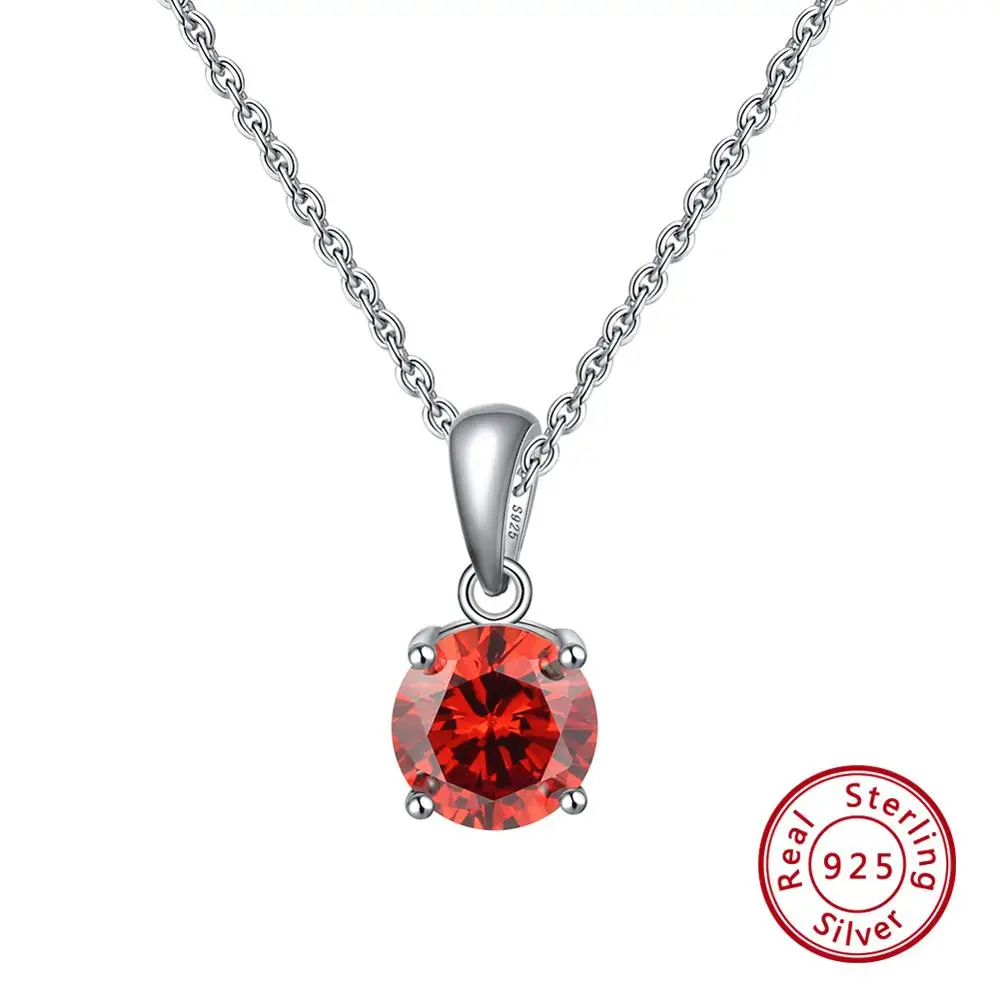 Jan Garnet ORSA JEWELS 925 пробы Серебряное ожерелье с подвеской для женщин 12 цветов месяц счастливый камень AAA циркон ожерелье ювелирные изделия OSN118 - Цвет камня: Jan Garnet