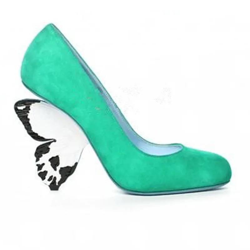 Туфли-лодочки женские замшевые без застежки с круглым носком высокий каблук