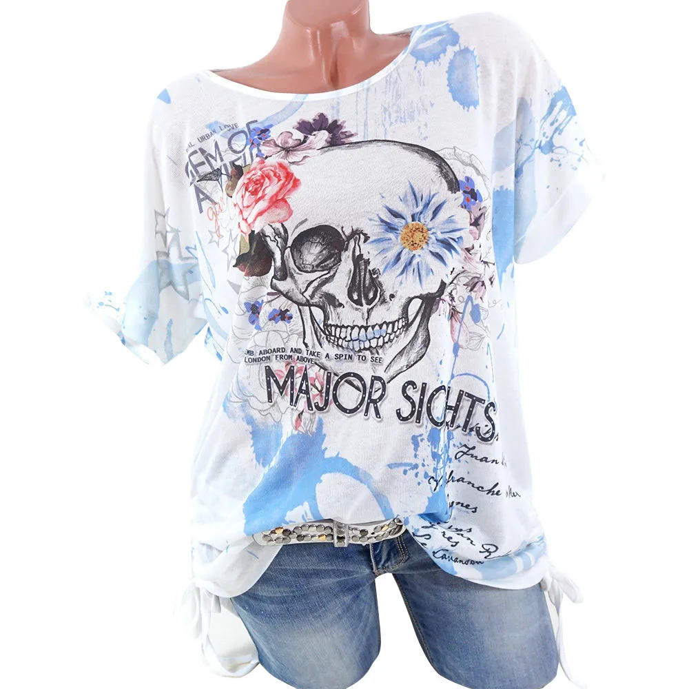 Новая женская Повседневная Свободная рубашка с коротким рукавом и принтом