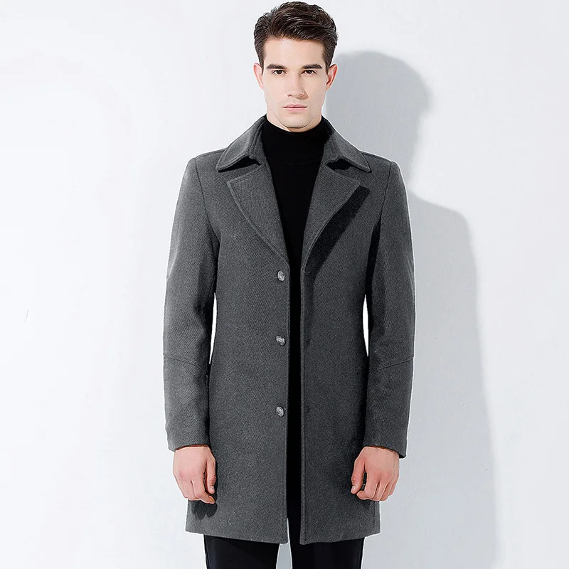 2017 зимний мужской высококачественный Повседневный утепленный шерстяной Тренч