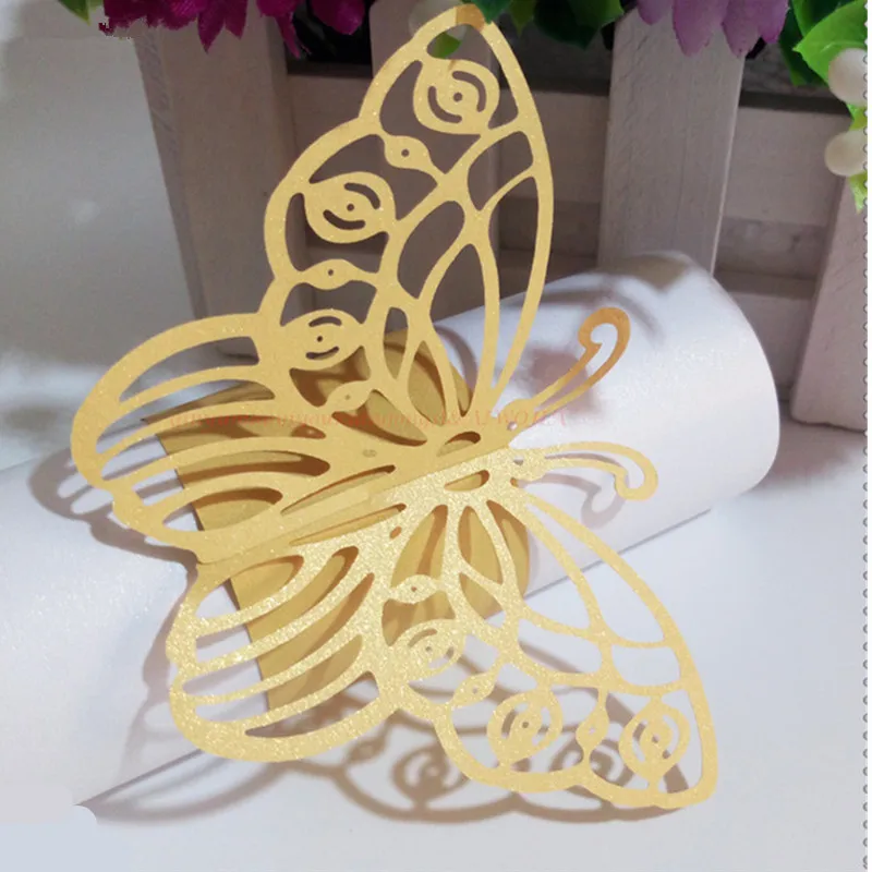 100 шт./лот застежка для салфеток в виде бабочки Кольца украшение стола бумажные