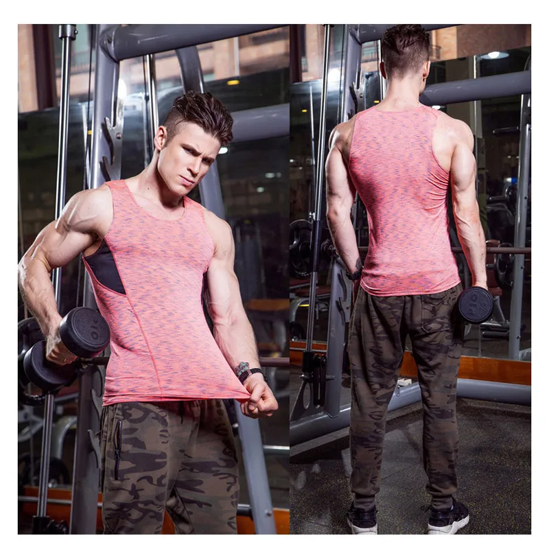 Мужская спортивная одежда футболки компрессионные колготки майка для фитнеса
