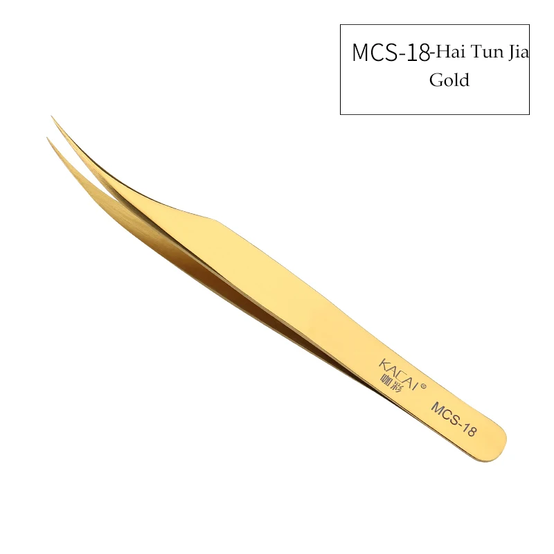 gold hai tun jia Бренд Kacai, новинка, серия MCS, Премиум класс, красивые щипцы для макияжа, норковые ресницы, удлиняющие, высокое качество, ультра тонкие пинцеты - Цвет: gold hai tun jia