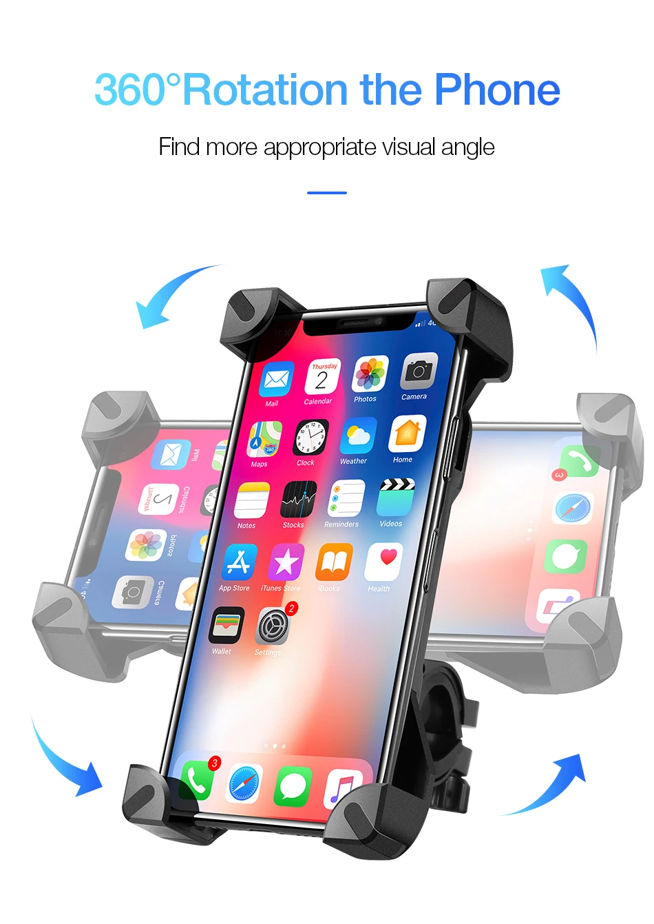 RAXFLY держатель для телефона на велосипед, мотоцикл, для iPhone, samsung, Xiaomi, нескользящий, вращение на 360, регулируемое крепление, поддержка для 4-7 дюймов