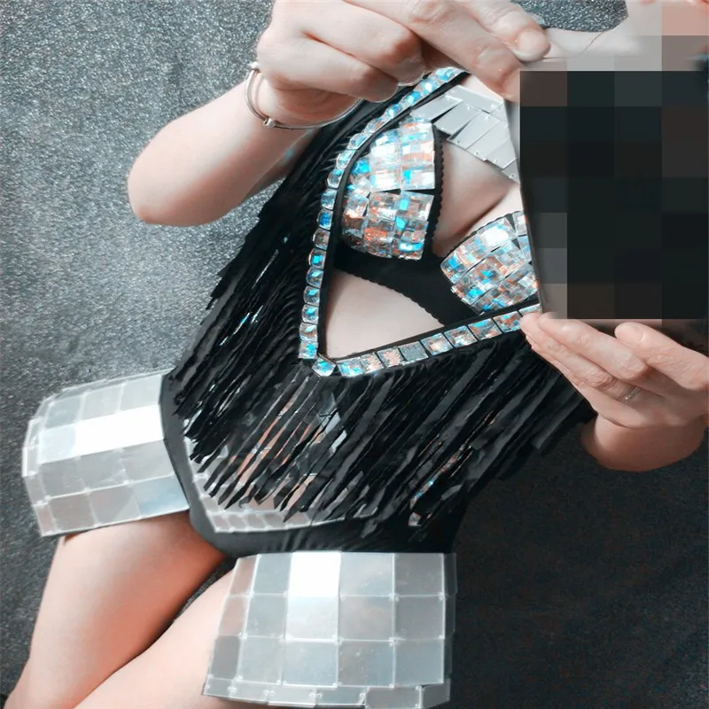 EC22 костюмы для бальных танцев певицы сексуальная Серебристая юбка с зеркалом