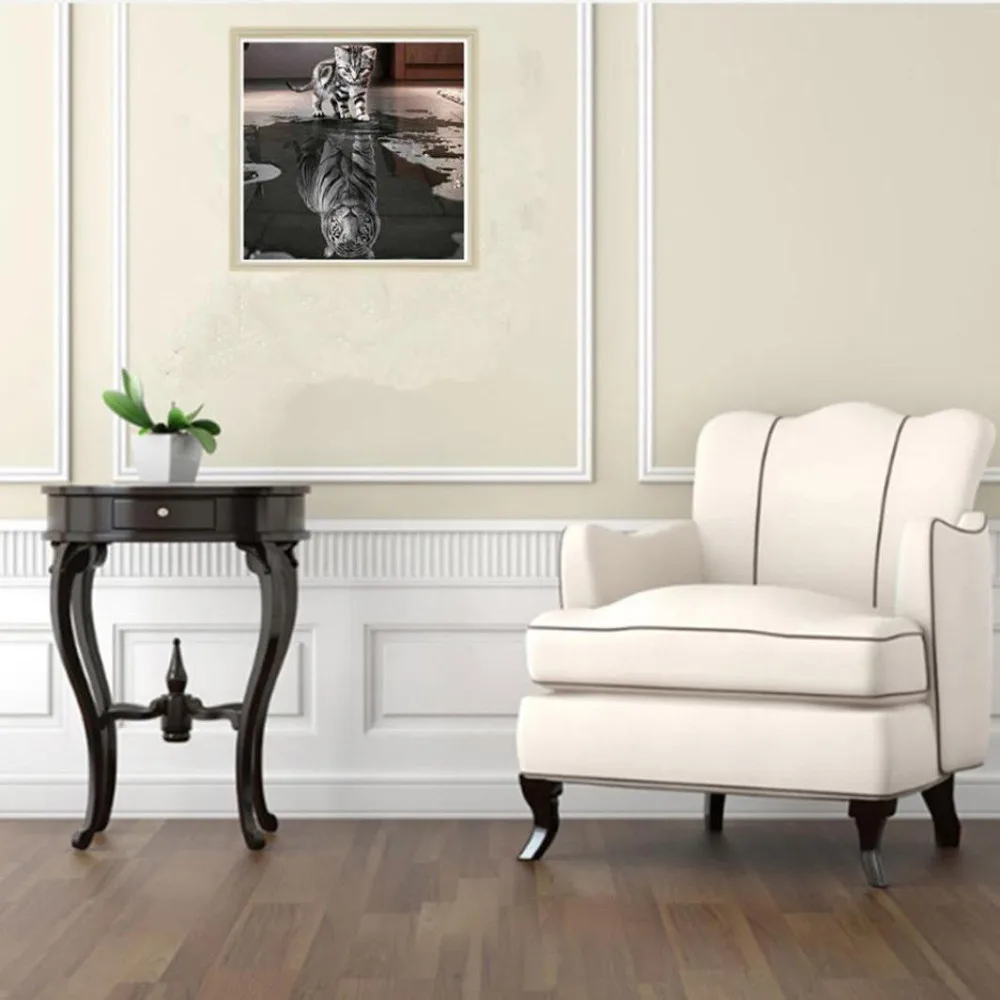 Dropshipping Cat and Tiger DIY 5D Diamond Embroidery Painting Cross Stitch Home Decor Craft | Дом и сад