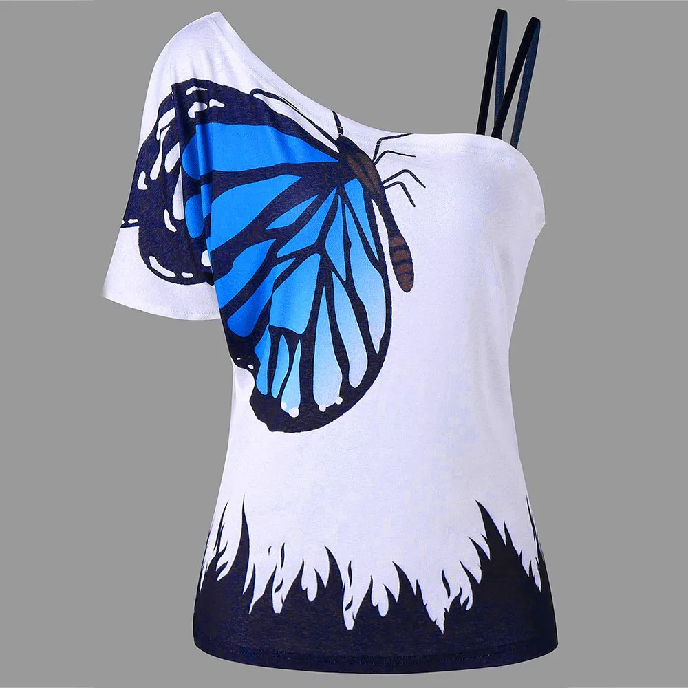 Модная женская сексуальная блузка с бабочками без бретелек и открытыми плечами