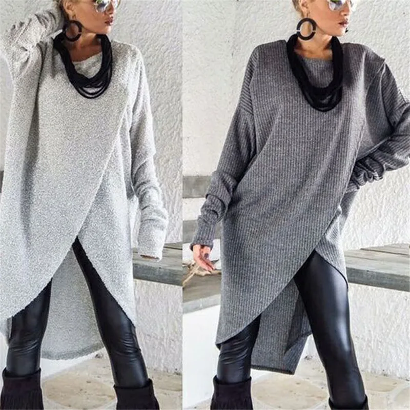 Женский Повседневный теплый джемпер платье-свитер сексуальное платье с длинным