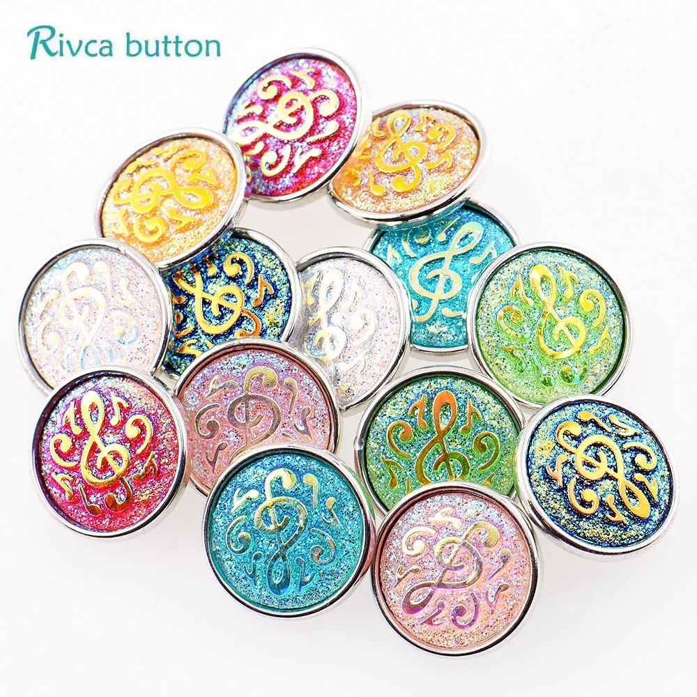 Rivca Snap ювелирные изделия DIY 18 мм музыкальная нотация имбирный шарик Fit Charm Кожаный
