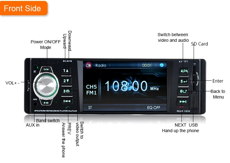 4,1 '' дюйма TFT экран HD автомобиль радио-плеер, 4016C, USB SD AUX IN 1080P кино-канал Радио с дистанционным управлением, 1 DIN автомобильных аудио стерео mp5