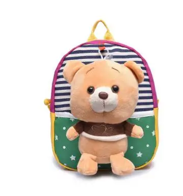 green bear Plush backpacks toy bear Kids plush bags Dolls&Stuffed Toys Baby kindergarden School Bags children mochila for 2-5years - Цвет: green bear