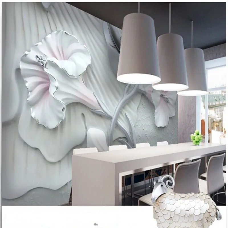 3D стерео обои с лилиями для гостиной столовой ТВ фона обои|3d wallpaper murals|wallpaper mural3d |