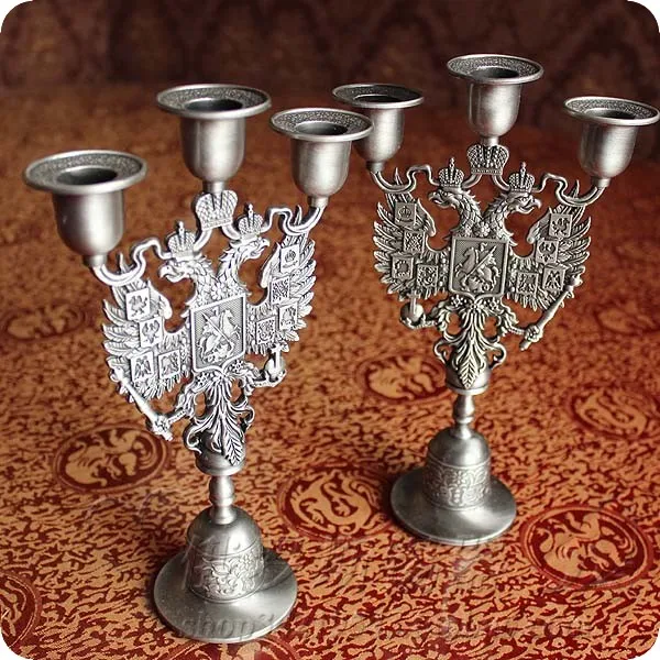 Европейский классический оловянный подсвечник с тремя головками | Дом и сад