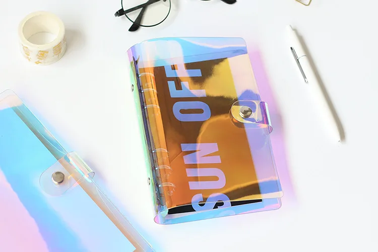 Творческая A5 A6 ПВХ лазерный Binder свободные Тетрадь дневник вкладыш записная книжка планировщик крышка школьные канцелярские принадлежности