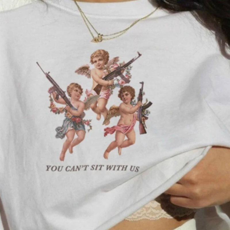 Большие размеры 4XL вы не можете сидеть с нами три ангела летняя женская мода