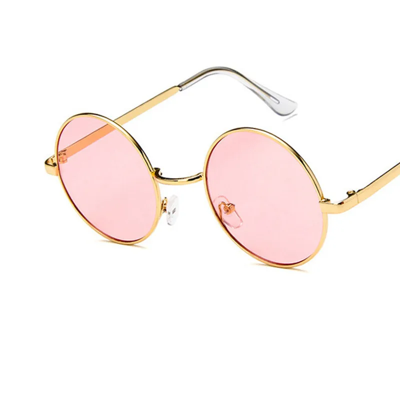 pink Модные Винтажные металлические круглые солнцезащитные очки для женщин, роскошные брендовые дизайнерские очки с цветным покрытием, Женские Ретро Круглые Солнцезащитные очки Oculos De Sol - Цвет линз: pink