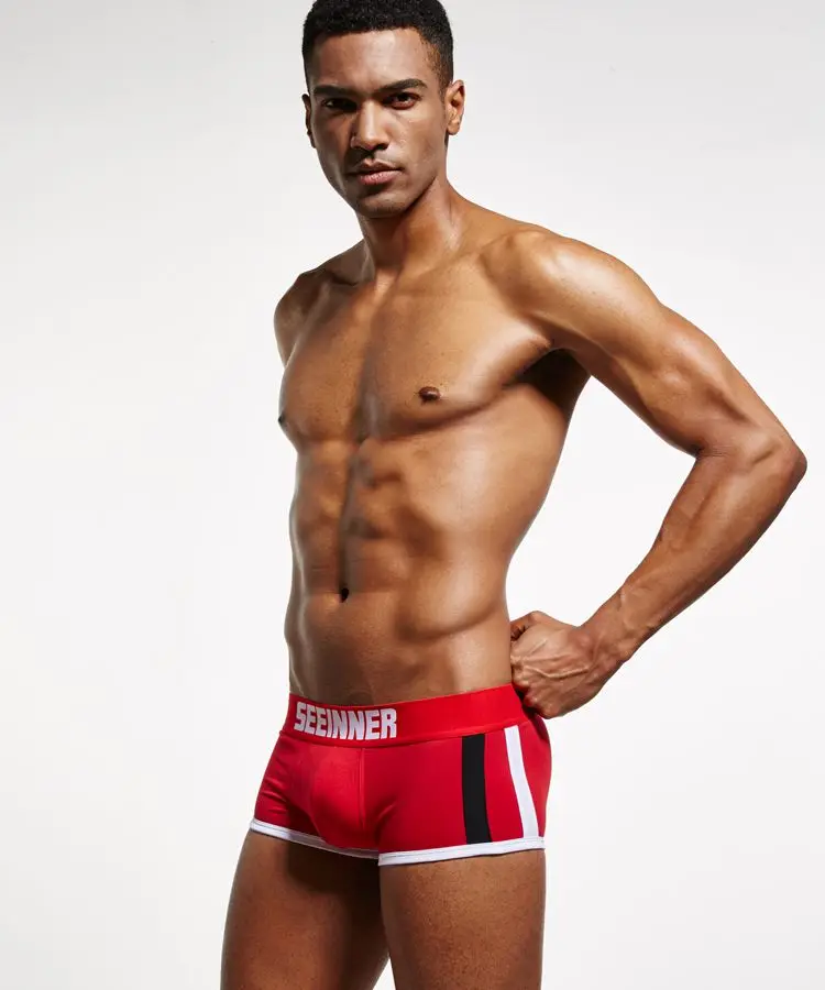 

Men's Cotton Underwear With Push-up Pad Big Sexy Underpants Fashion Short Boxers Gay Man Fashion Trunks Solid Color