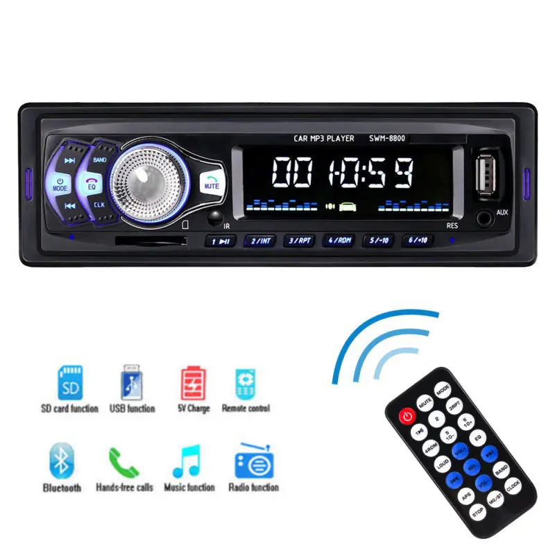Автомобильный стерео аудио Радио MP3 плеер FM SD TF USB AUX вход 1 Din с Bluetooth mp3 bluetooth fm