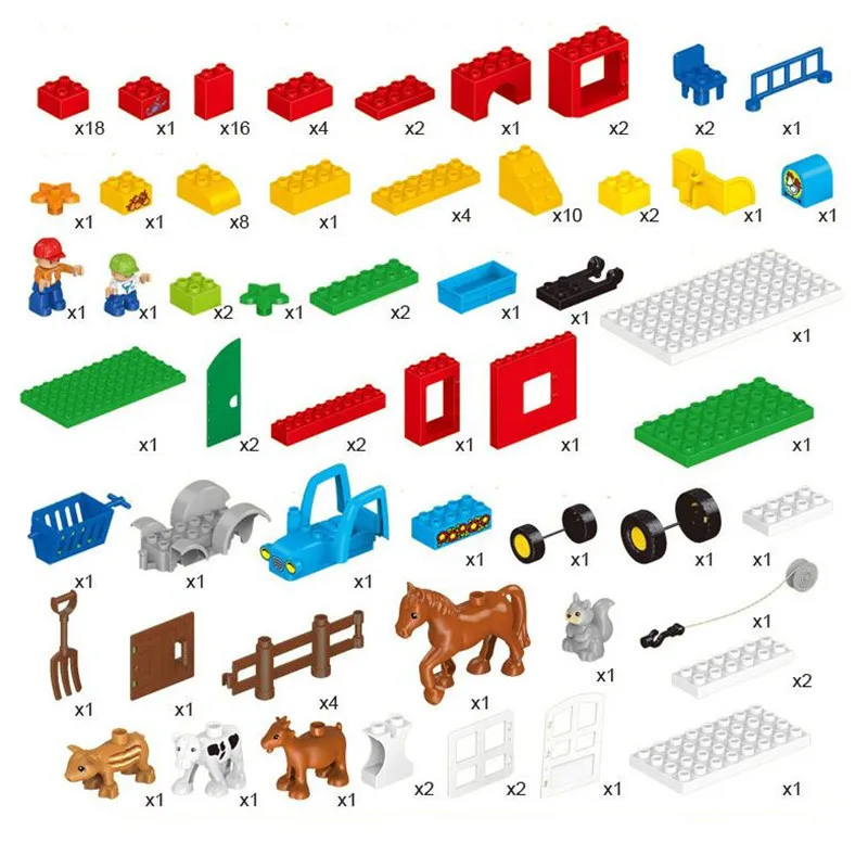 123 шт. большой размер Diy Кирпич Happy Farm Zoo животные хобби блоки Набор игрушек для
