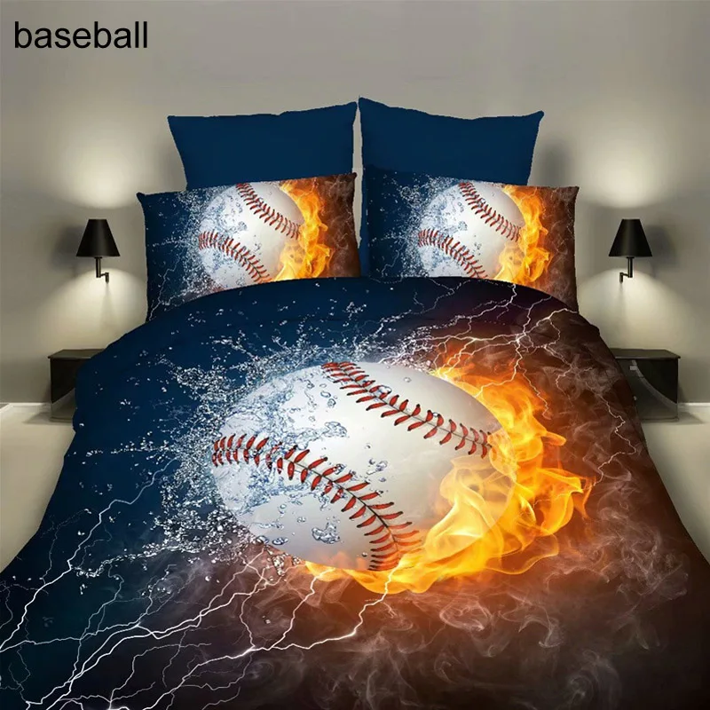 baseball 2/3 вeщи спoртивный серии Наволочки мягкий 3D печать 1 комплект Футбол баскетбольный мяч для регби Бейсбол пододеяльник постельное бельё домашний текстиль - Цвет: baseball