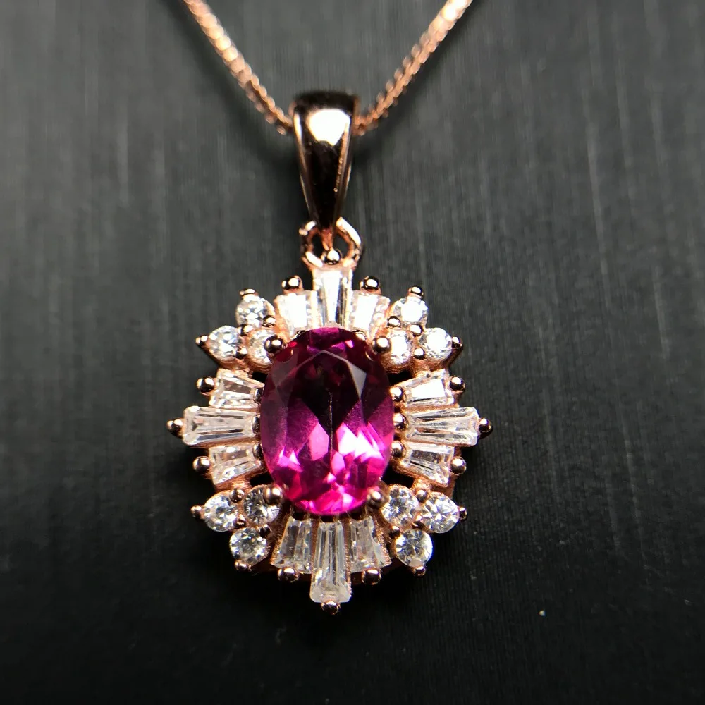 Ожерелье с розовым топазом, серебро 925 пробы, новый магазин, цена, женский кулон в Европе и Америке от AliExpress WW