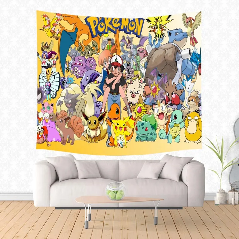 4 Pokemon Go Pattern Wall Hanging Tapestry Custom Beach Towel Polyester Travel Blanket Yoga Shawl Picnic Mat - Цвет: 4