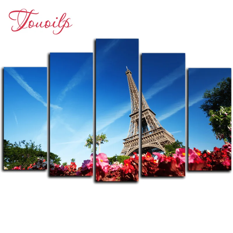 

5pcs,Full square&round DIY Tower flower 5d Diamond Painting Cross Stitch Diamond Embroidery Patterns rhinestones Diamond Mosaic