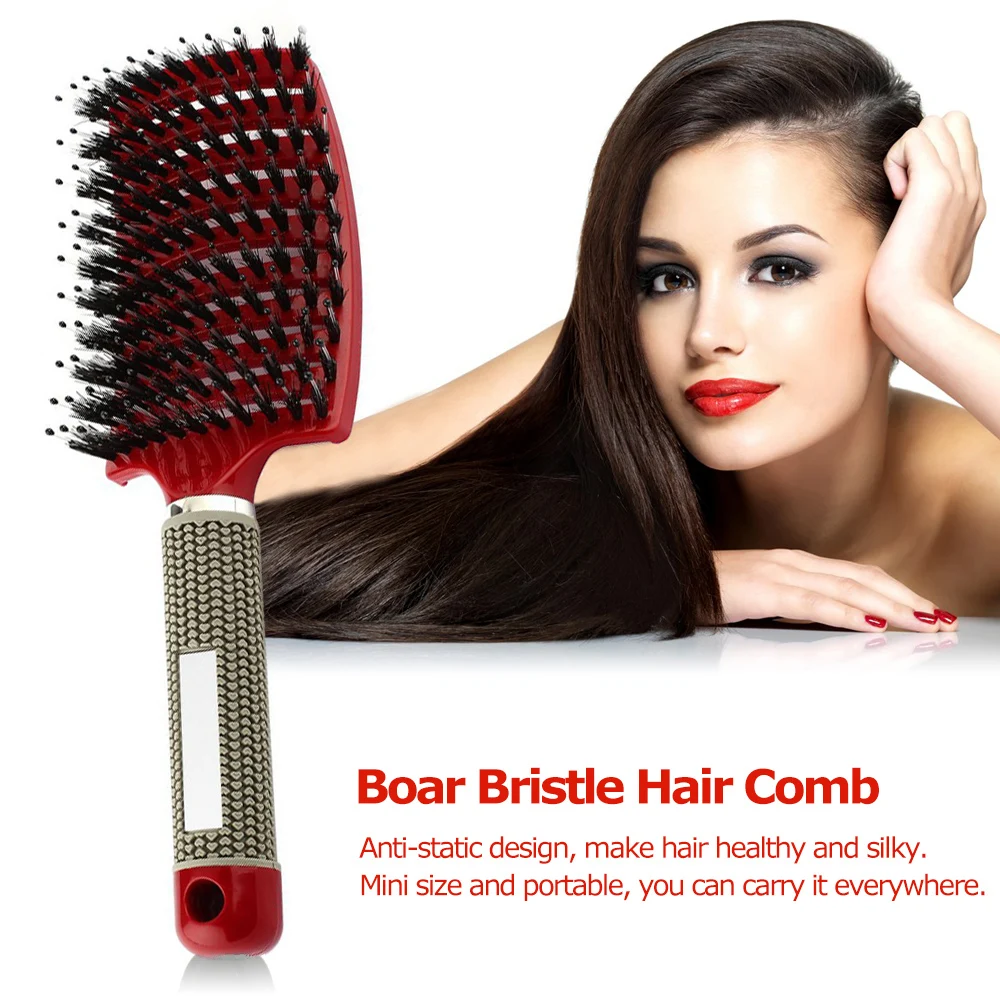 Brosse Poil De Sanglier Women Detangler Hair Brush Bristle Nylon Scalp Massage Tangle Teaser Hair Brush Hairdressing Comb