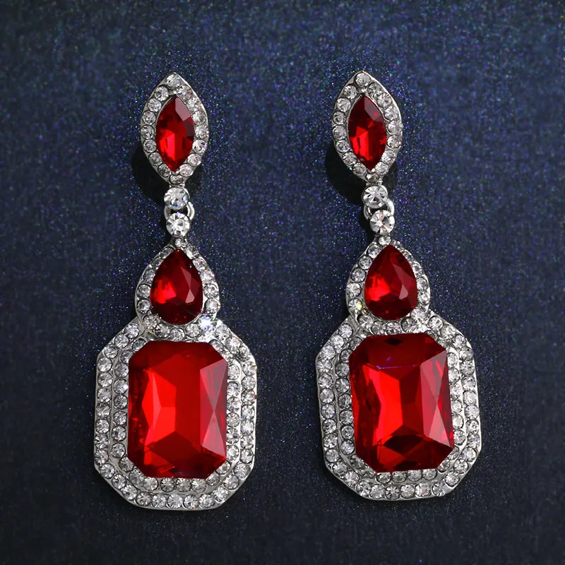 OCESRIO дизайнерское ожерелье серьги со стразами с большим камнем для женщин