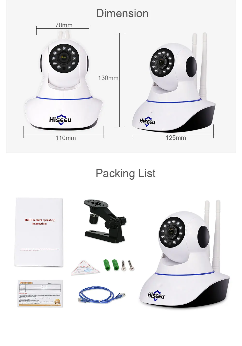 Hiseeu 1080p HD камера детский монитор Мини Wifi эндоскоп Pan Tilt IP камера Wifi 41 камера ночного видения CCTV Camaras De Seguridad