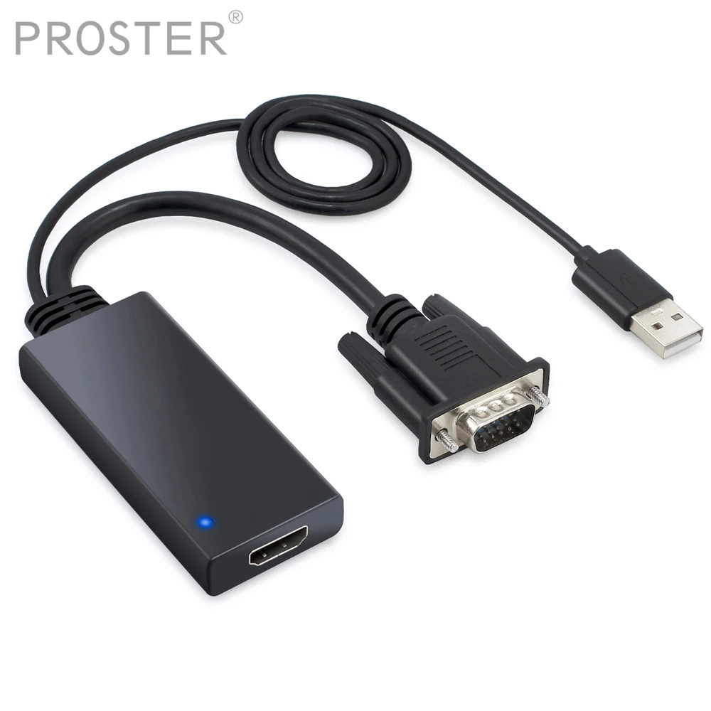 PROZOR VGA к HDMI совместимый адаптер конвертер с аудио поддержкой 1080P