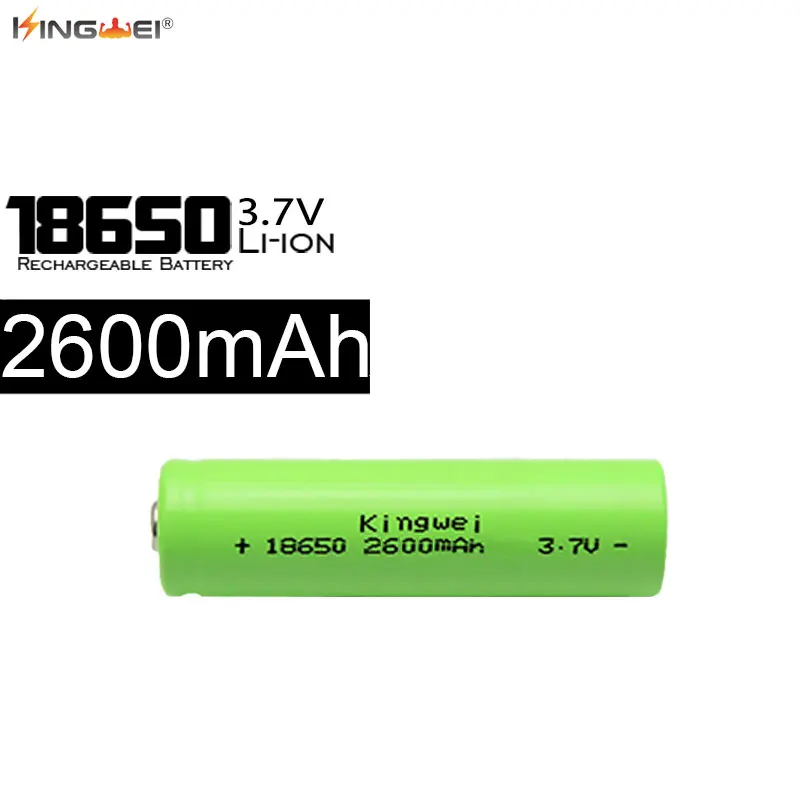 KingWei реальная емкость светло-зеленый 2600mah 18650 литиевая аккумуляторная батарея 3 7 v