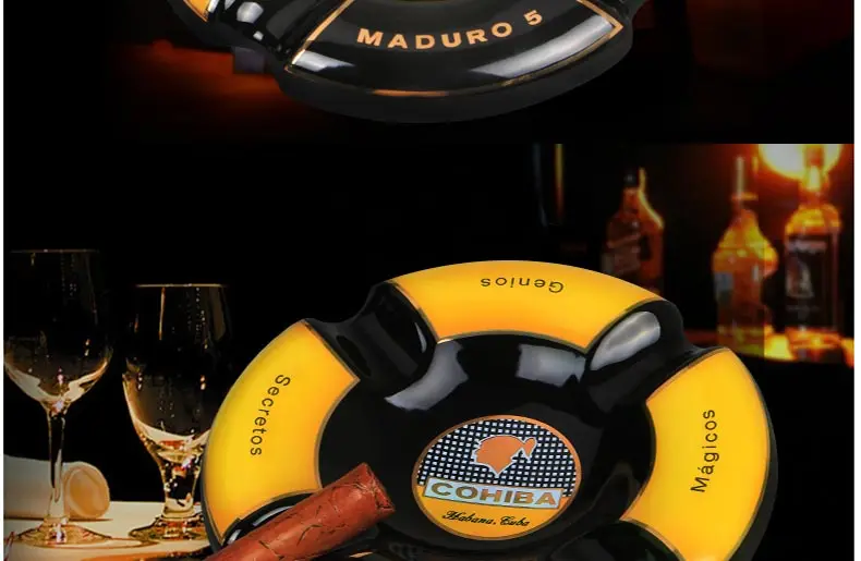 COHIBA пепельница для сигар, Большая керамическая 4 держателя, круглая пепельница, HV-1088