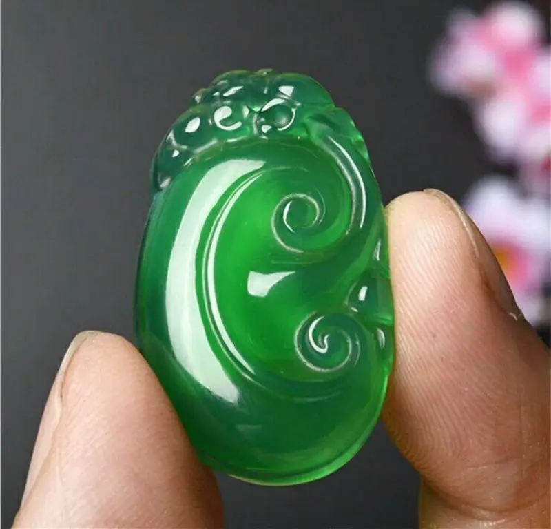 Натуральный агат зеленый халцедон повезло jade pendant|gift necklace|gift giftsgift jewelry |