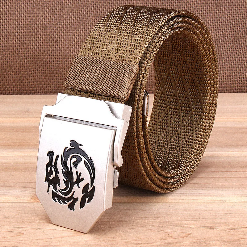 Чистого цвета мужские женские ремень из плотной ткани с узором в виде дракона 110