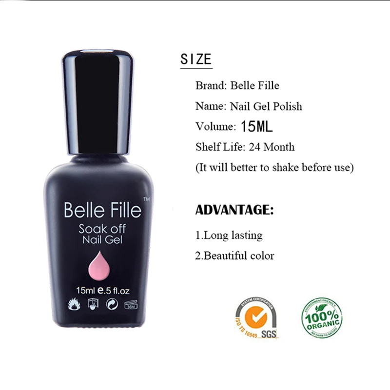 Belle Fille 15 мл Белый гель лак для ногтей Гибридный Прочный УФ Гели Soak Off Гель