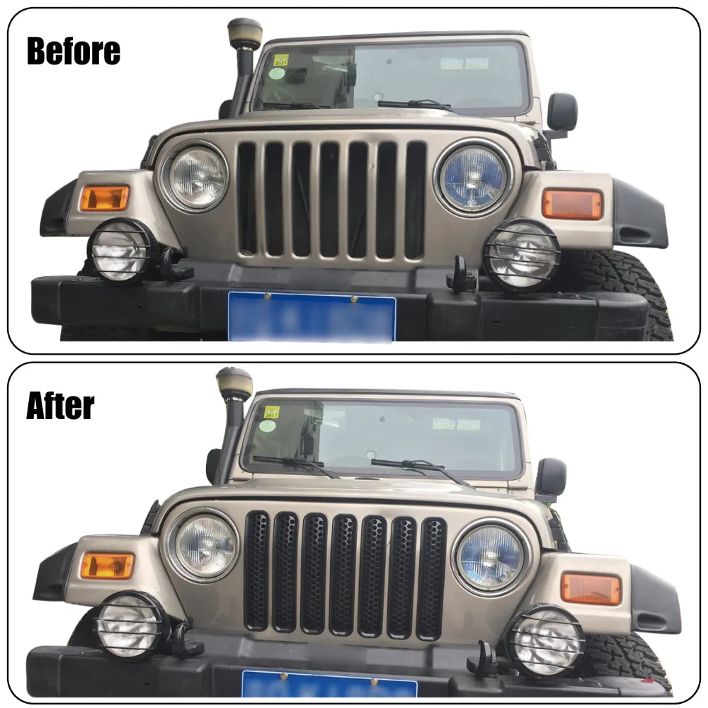 Черные сетчатые вставки для радиаторной решетки, решетка для Jeep Wrangler TJ 1997-2006, автомобильные внешние части, передний радиатор, воздухозаборник, отделка# CEK128