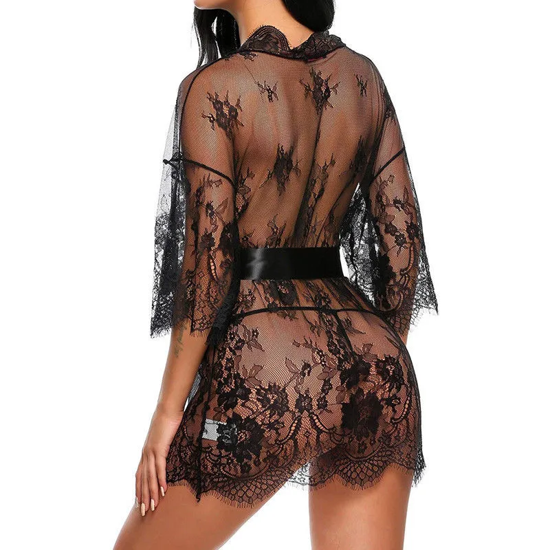 Новая эротическая ночная рубашка Babydoll Женская кружевная Сексуальная v образная