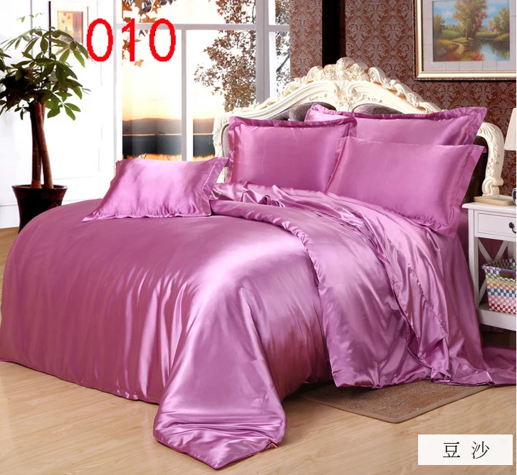 

Red Bean Paste Bedclothes Sets Tribute Silk 3Pcs 4Pcs Bedding Set Bed Linens Duvet Cover Quilt Cover Flat Bed Sheets Pillowcase