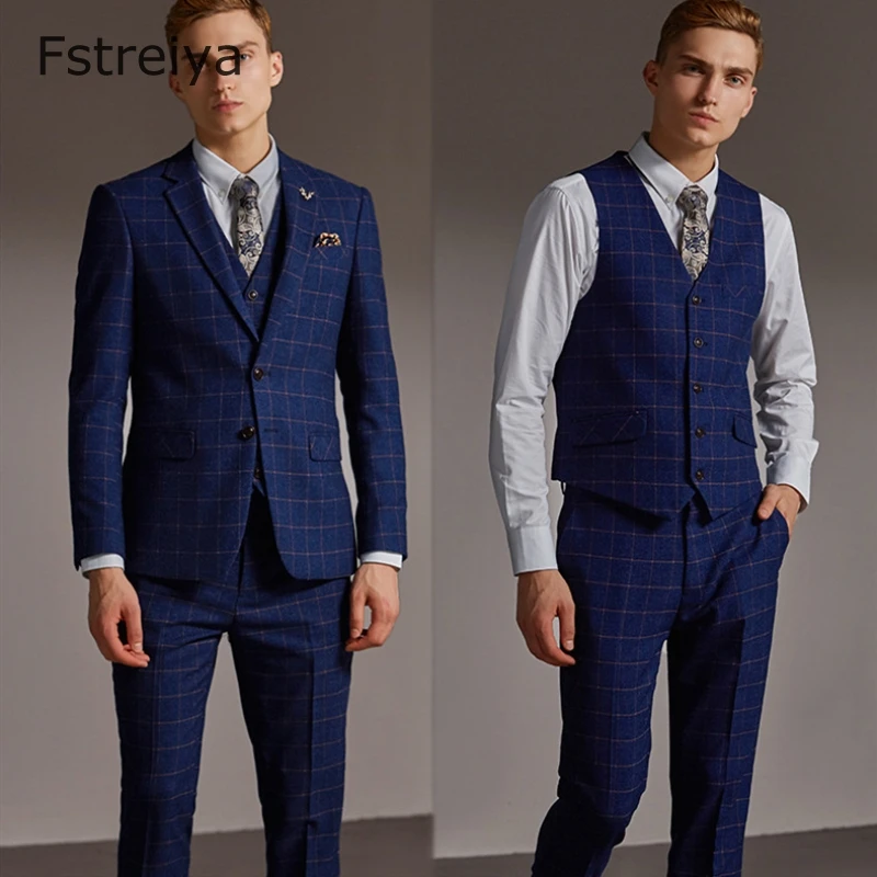 Высококачественный мужской индивидуальный костюм на заказ облегающий синий в