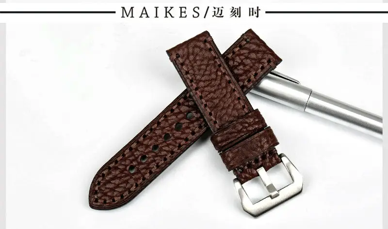 MAIKES новые модные аксессуары для часов 20 22 24 26 мм Итальянские Кожаные Ремешки для наручных часов красный ремешок для часов Panerai браслет