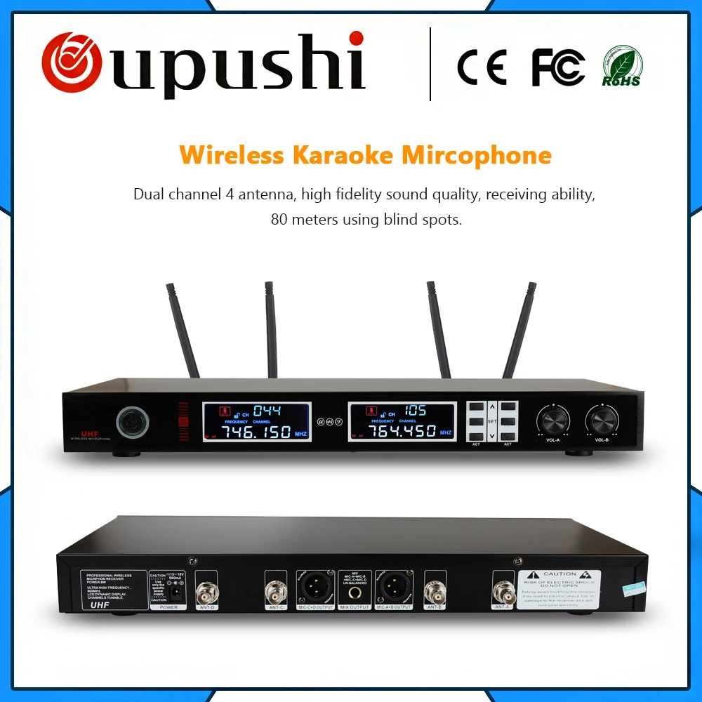 

OUPUSHI HU386 Dynamic cordless collar fm microphone wireless singing microphone