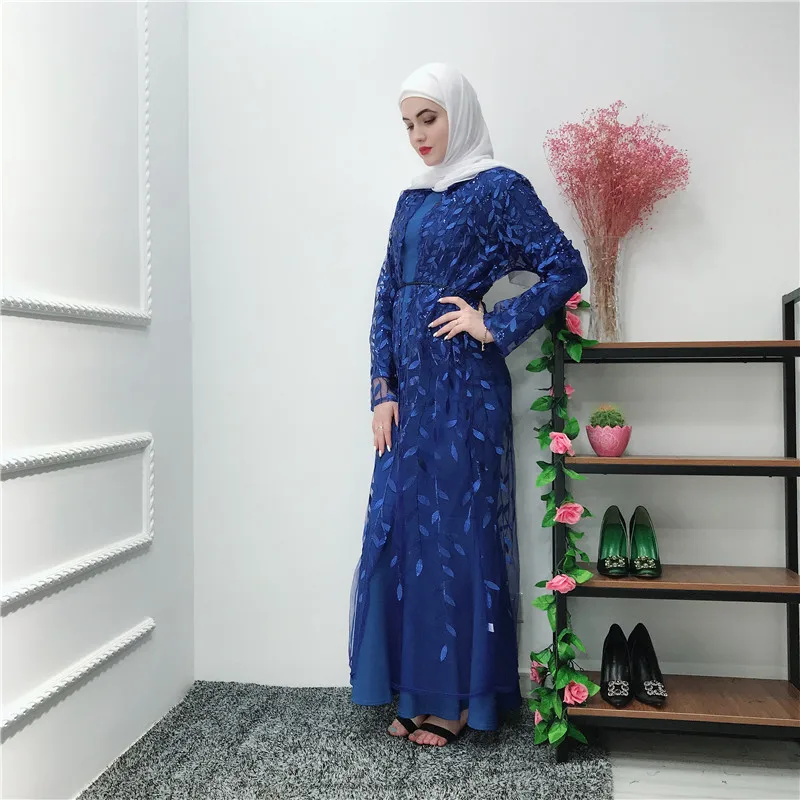 

Luxury Muslim Embroidery Abaya Full Dresses Cardigan Kimono Hollow Out Long Robe Gowns Jubah Middle East Eid Ramadan Islamic